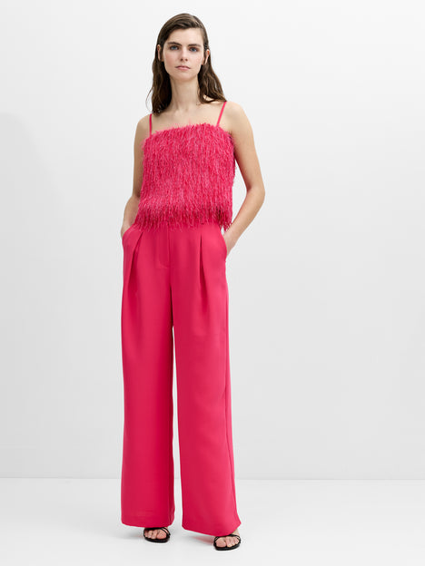 Sonia Textured Strappy Pink Crop Top