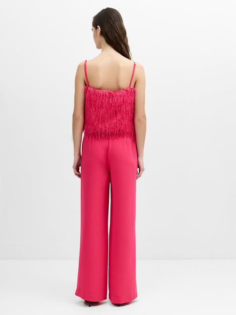 Sonia Textured Strappy Pink Crop Top