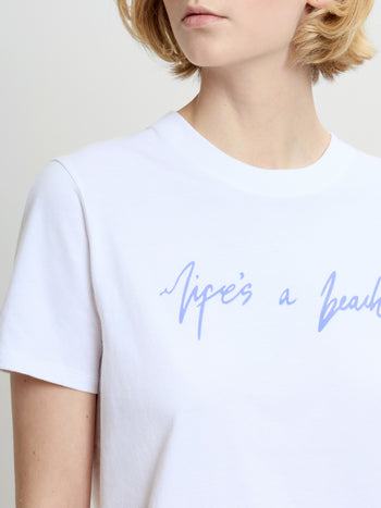 Life's A Beach White Peached Cotton T-Shirt
