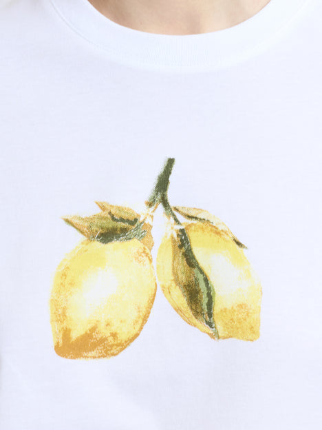 Lemons White Cotton Graphic T-Shirt