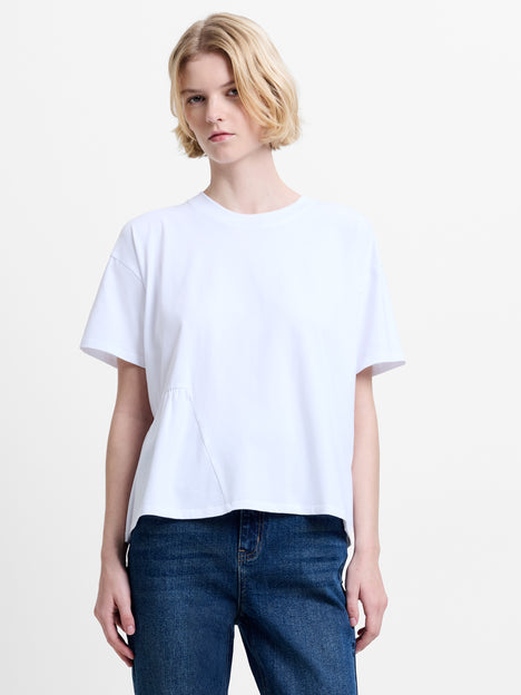 Rallie White Asymmetric Peplum T-Shirt