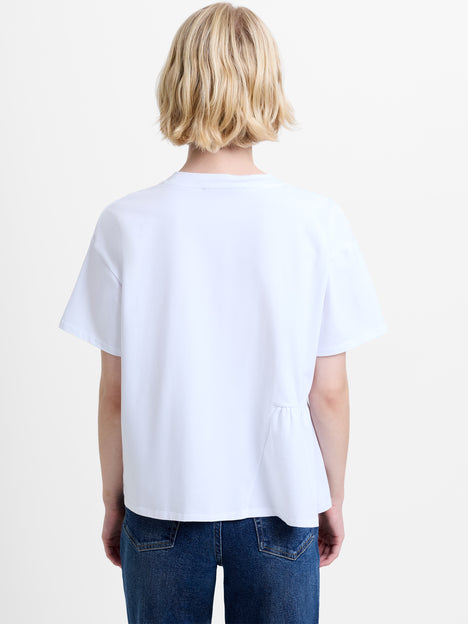 Rallie White Asymmetric Peplum T-Shirt