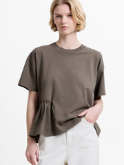 Rallie Khaki Green Asymmetric Peplum T-Shirt
