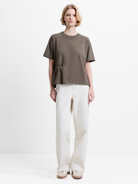 Rallie Khaki Green Asymmetric Peplum T-Shirt