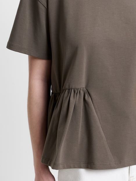 Rallie Khaki Green Asymmetric Peplum T-Shirt