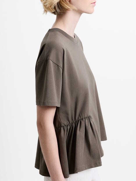 Rallie Khaki Green Asymmetric Peplum T-Shirt