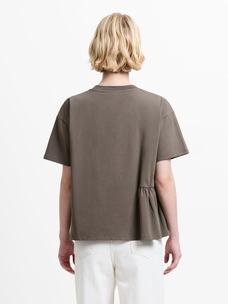 Rallie Khaki Green Asymmetric Peplum T-Shirt