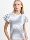 Jersey Monochrome Striped Ruffled Sleeves T-Shirt