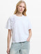 Cotton Crepe Ruffle Floral White T-Shirt