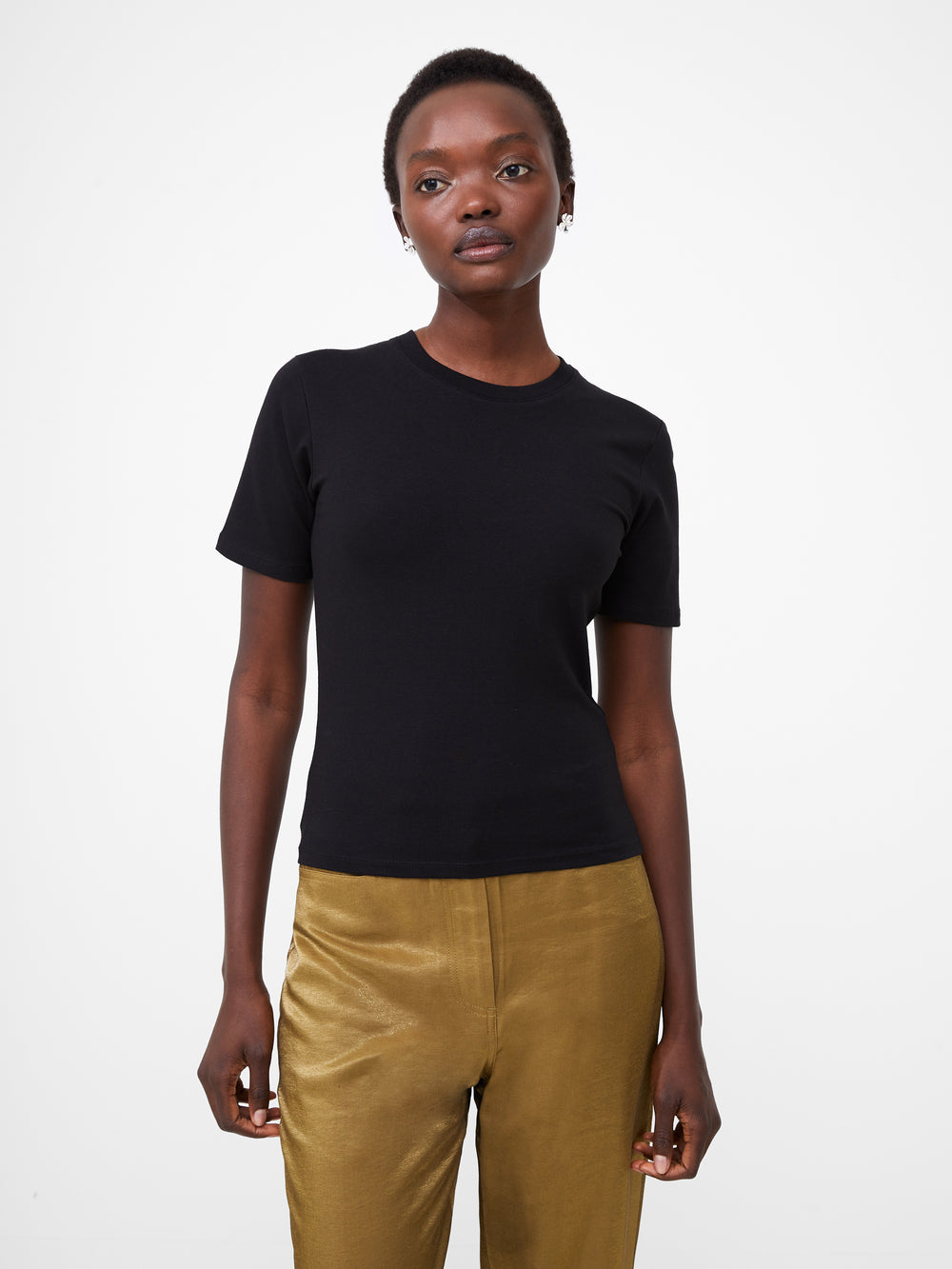 Rallie Cotton Crew Neck T Shirt Black French Connection UK
