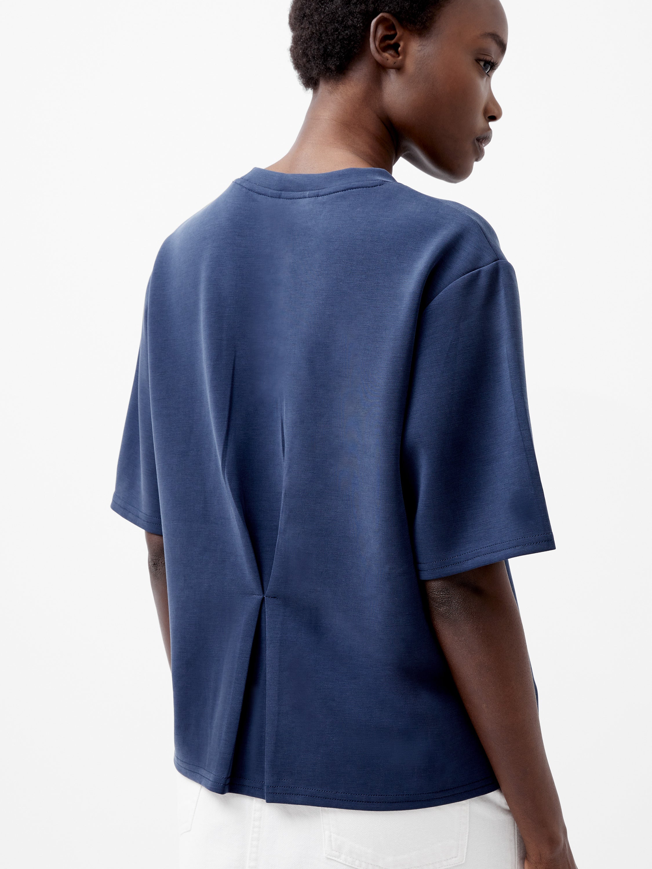 Wren Short Sleeve Pinched T-Shirt Midnight Blue | French Connection UK