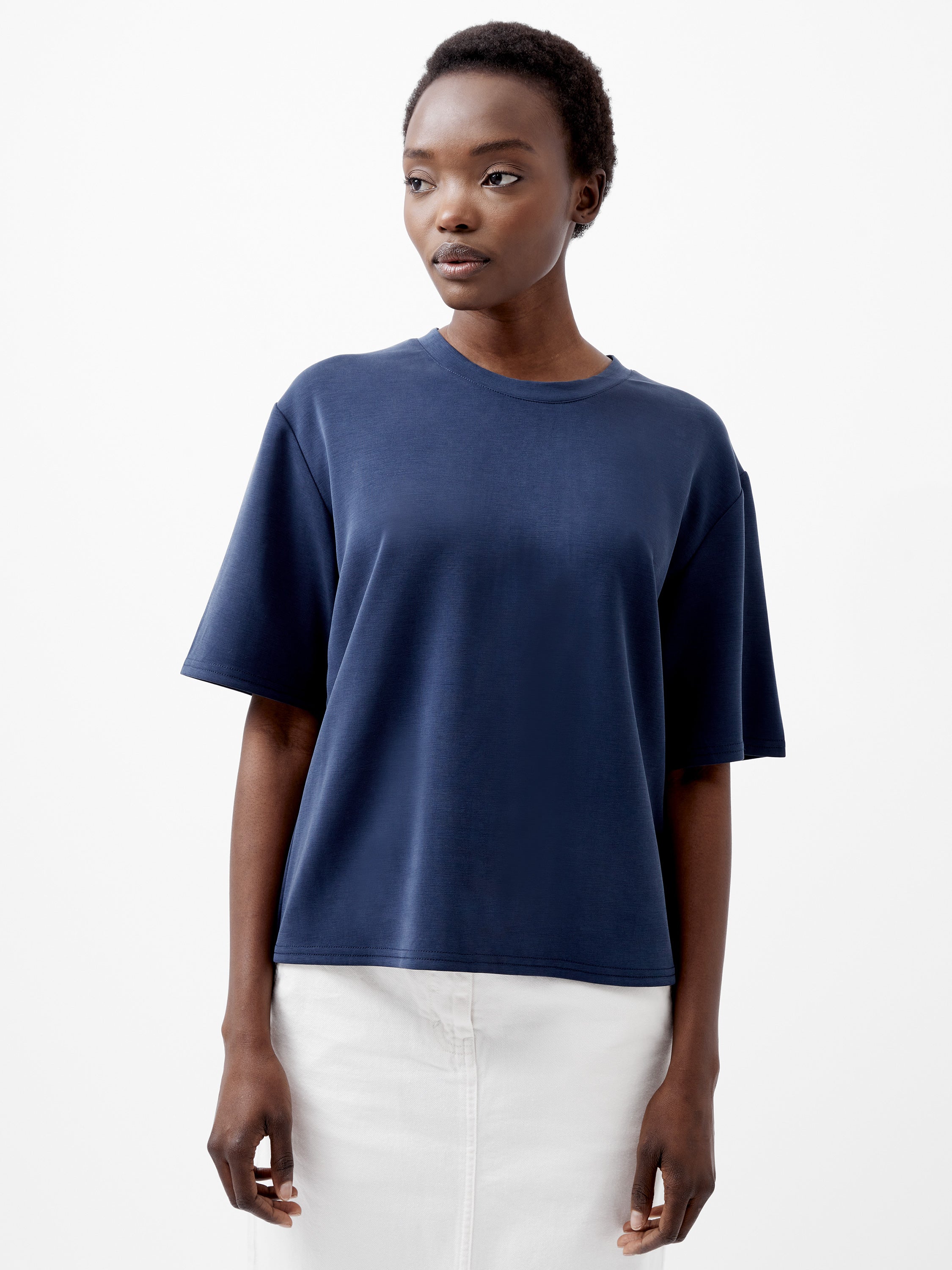 Wren Short Sleeve Pinched T-Shirt Midnight Blue | French Connection UK