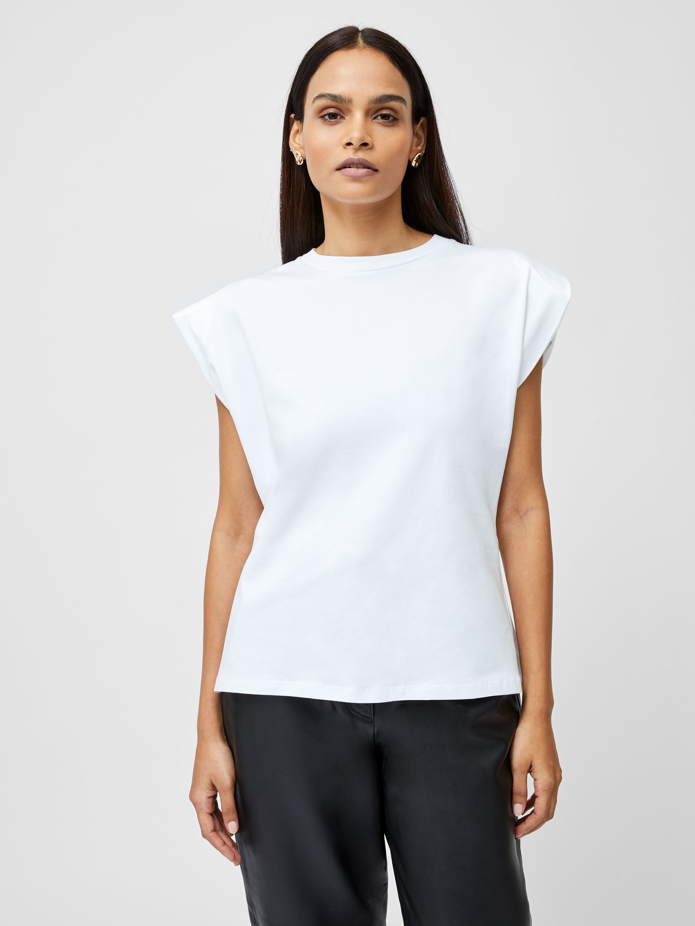 White Sleeveless Padded Shoulder Tee ASOS DESIGN Sleeveless T