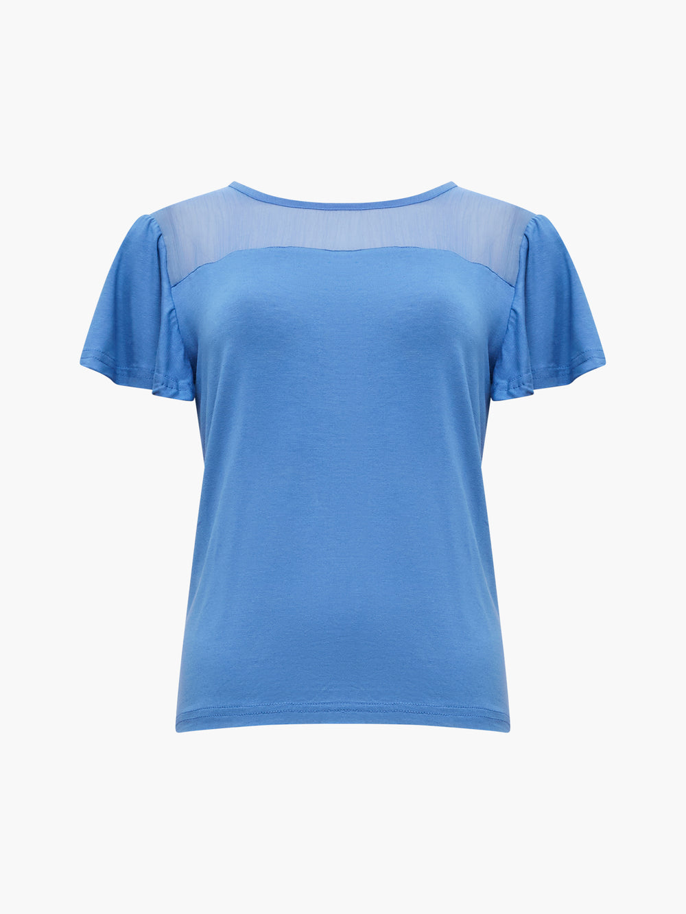 Sheer Panel Angel Sleeve Top Tranquil Blue | French Connection UK