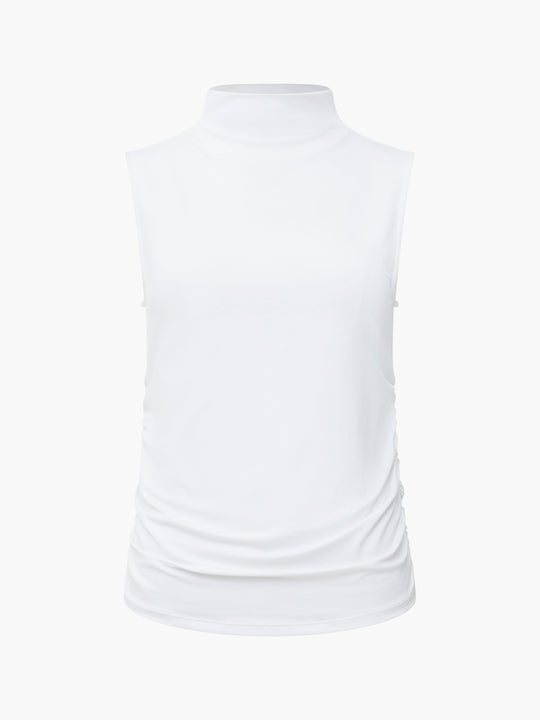 Ruched Mock Neck Sleeveless Top