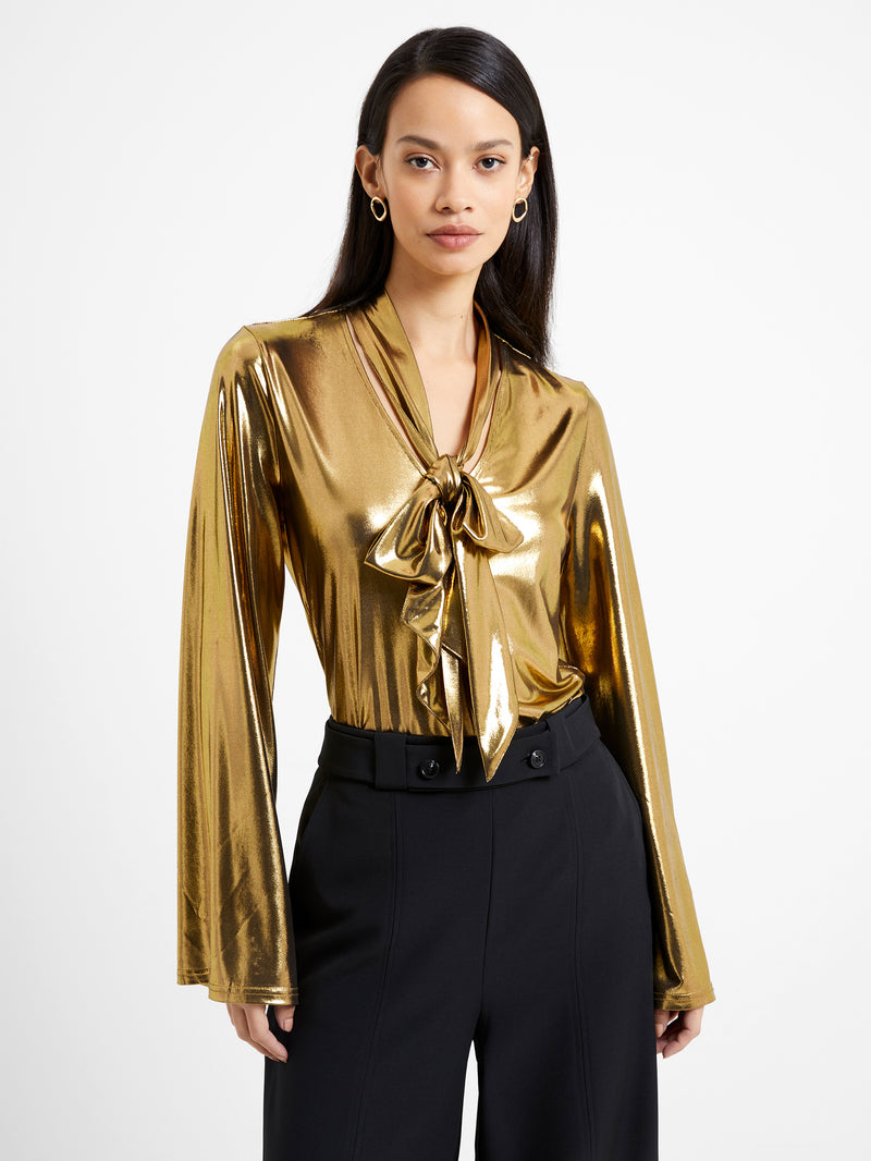Ronja Liquid Metal Shirt Gold | French Connection UK