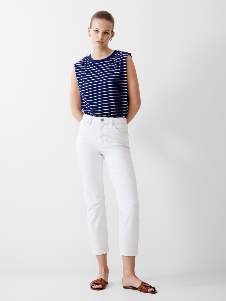 White padded shoulder tank top online