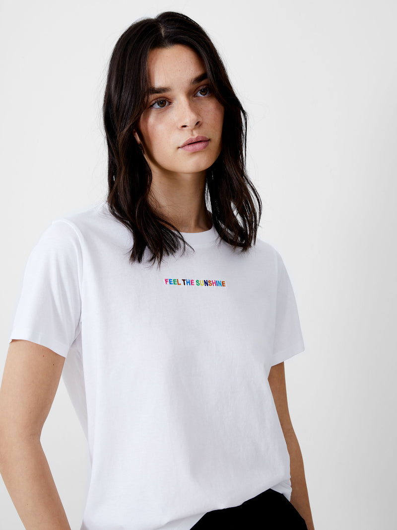 Sunshine Embroidered T-Shirt White | French Connection UK