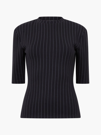 Regina Jersey Pinstripe Shoulder Pad T-Shirt
