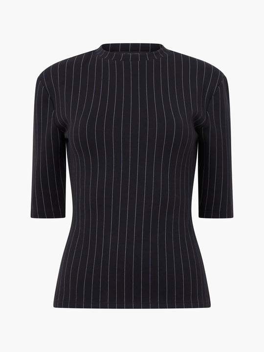 Regina Jersey Pinstripe Shoulder Pad T-Shirt