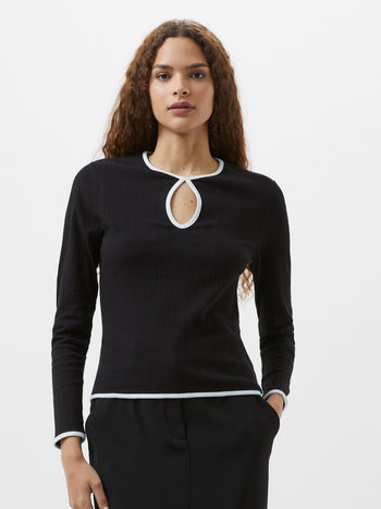 Sasia Rib Contrast Binding Top