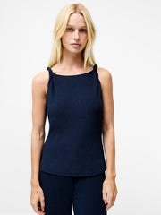 Meera Jersey Boat Neck Twist Straps Top