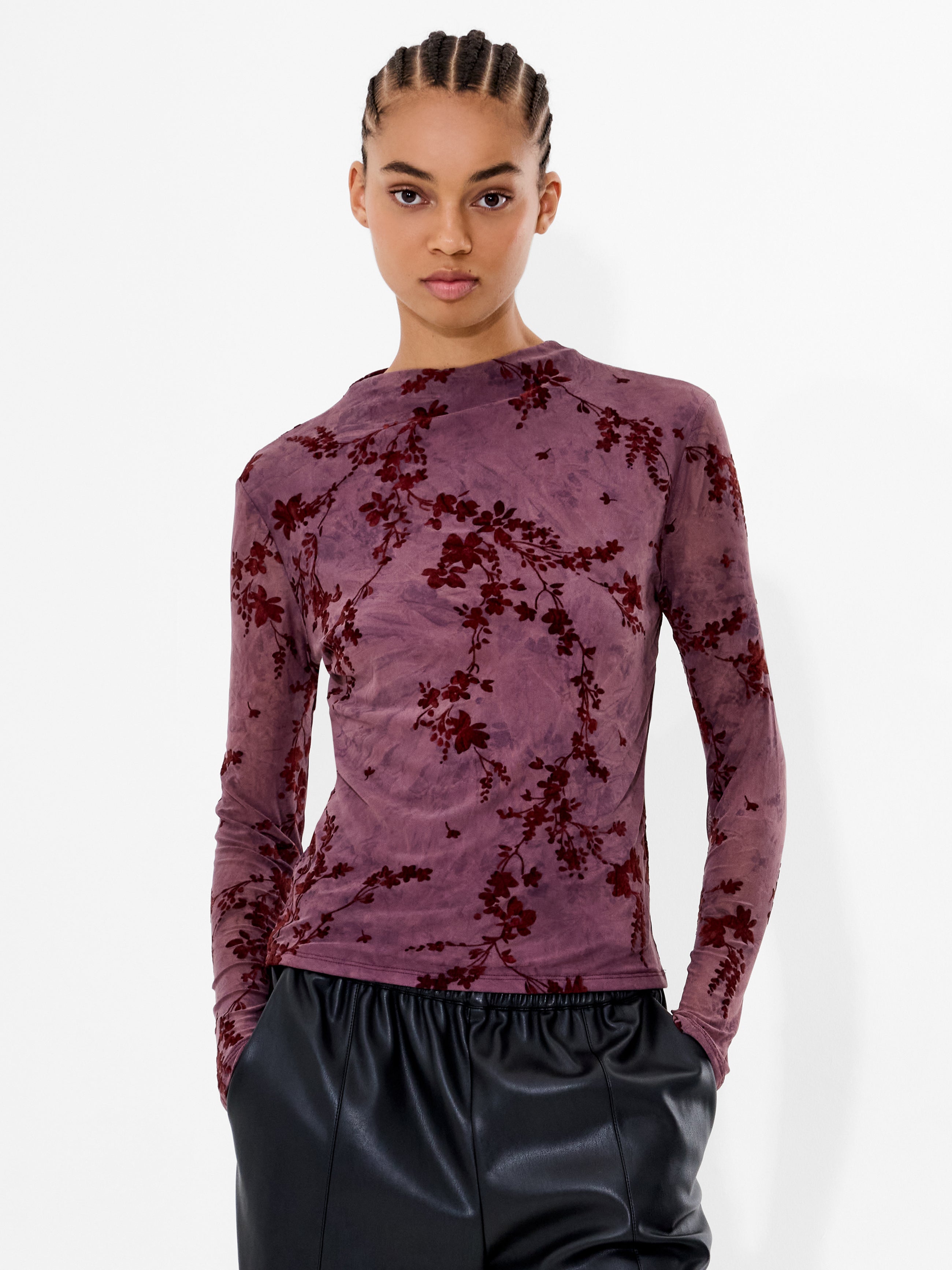 Kenny Mesh Velvet Devore Top