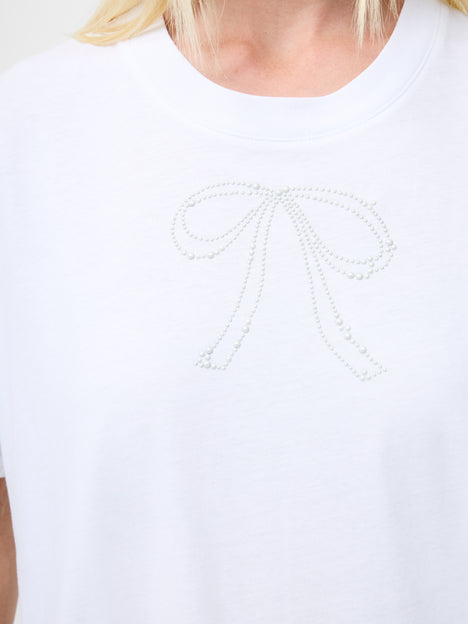 Pearl Hotfix Bow Short Sleeve T-Shirt