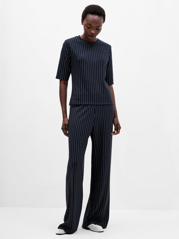 Regina Jersey Pinstripe Shoulder Pad T-Shirt