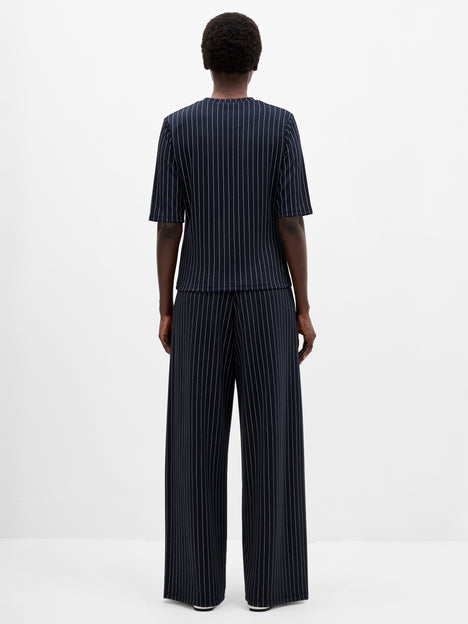 Regina Jersey Pinstripe Shoulder Pad T-Shirt
