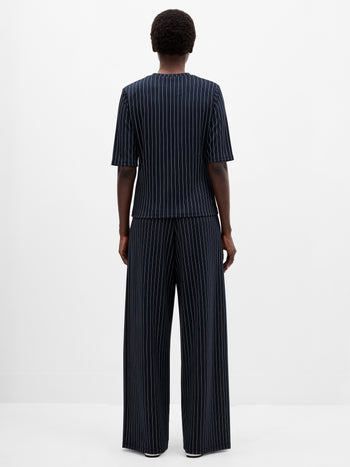 Regina Jersey Pinstripe Shoulder Pad T-Shirt