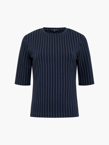 Regina Jersey Pinstripe Shoulder Pad T-Shirt