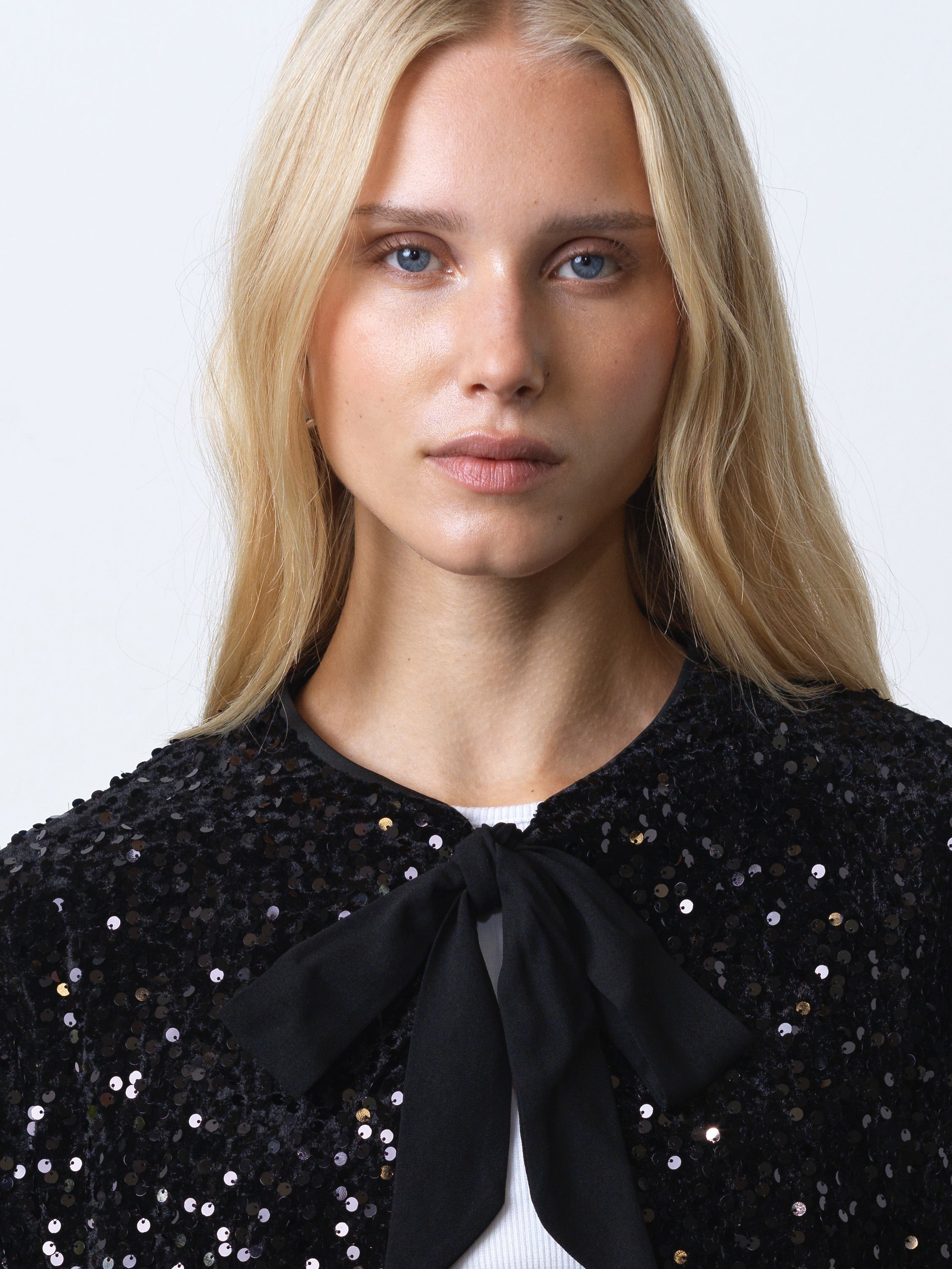 Monet Sequin Bow Tie Cardigan