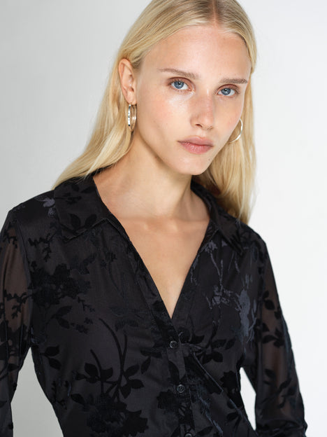 Idina Devore Long Sleeve Collared Top
