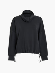 Wren Dark Grey Funnel Neck Toggle Hem Sweatshirt