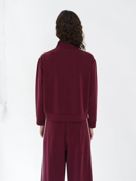 Wren Jersey Zip Up Piping Long Sleeve Sweatshirt