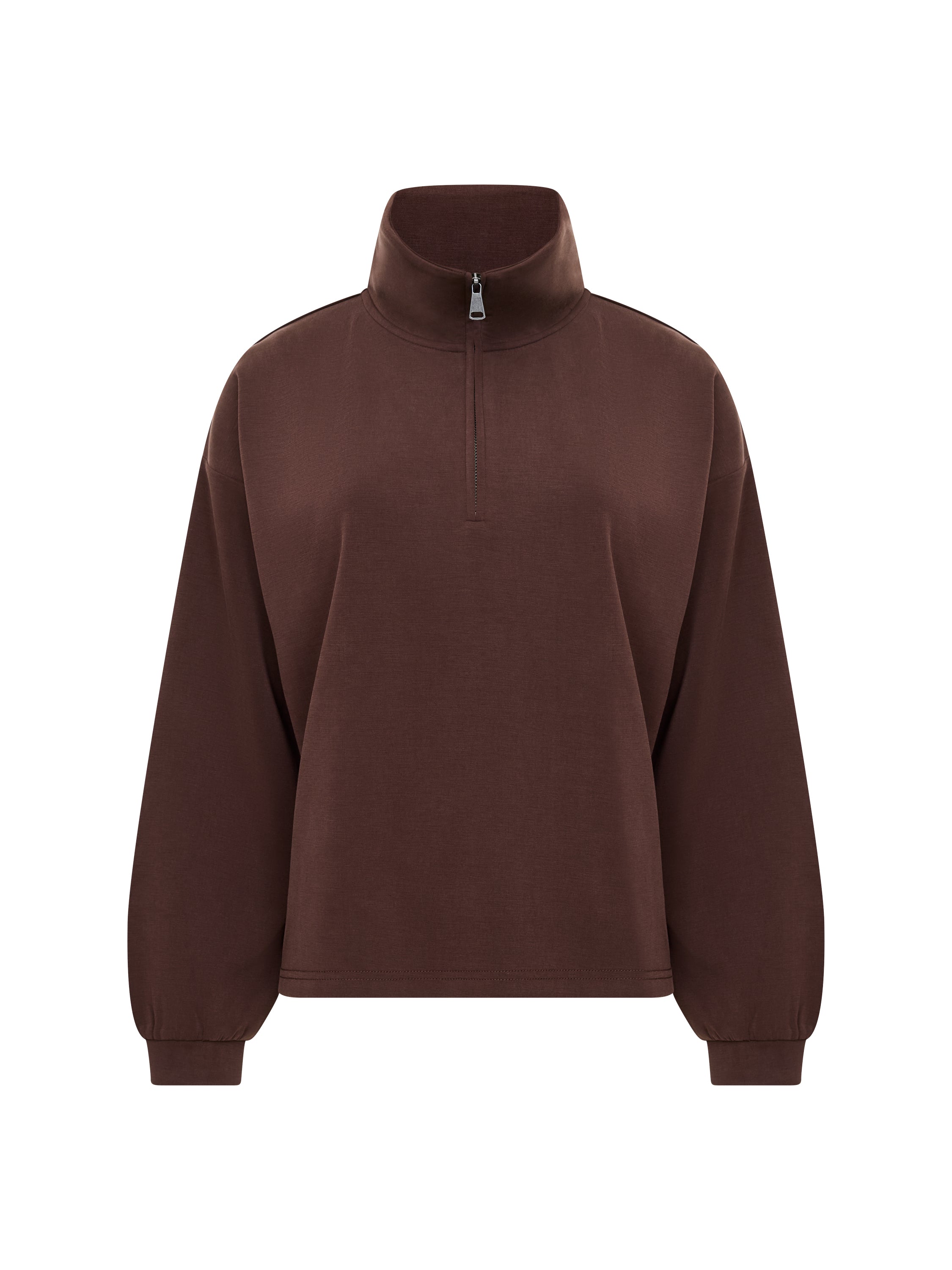 Wren Half Zip Sweater Bitter Chocolate Brown French Connection UK