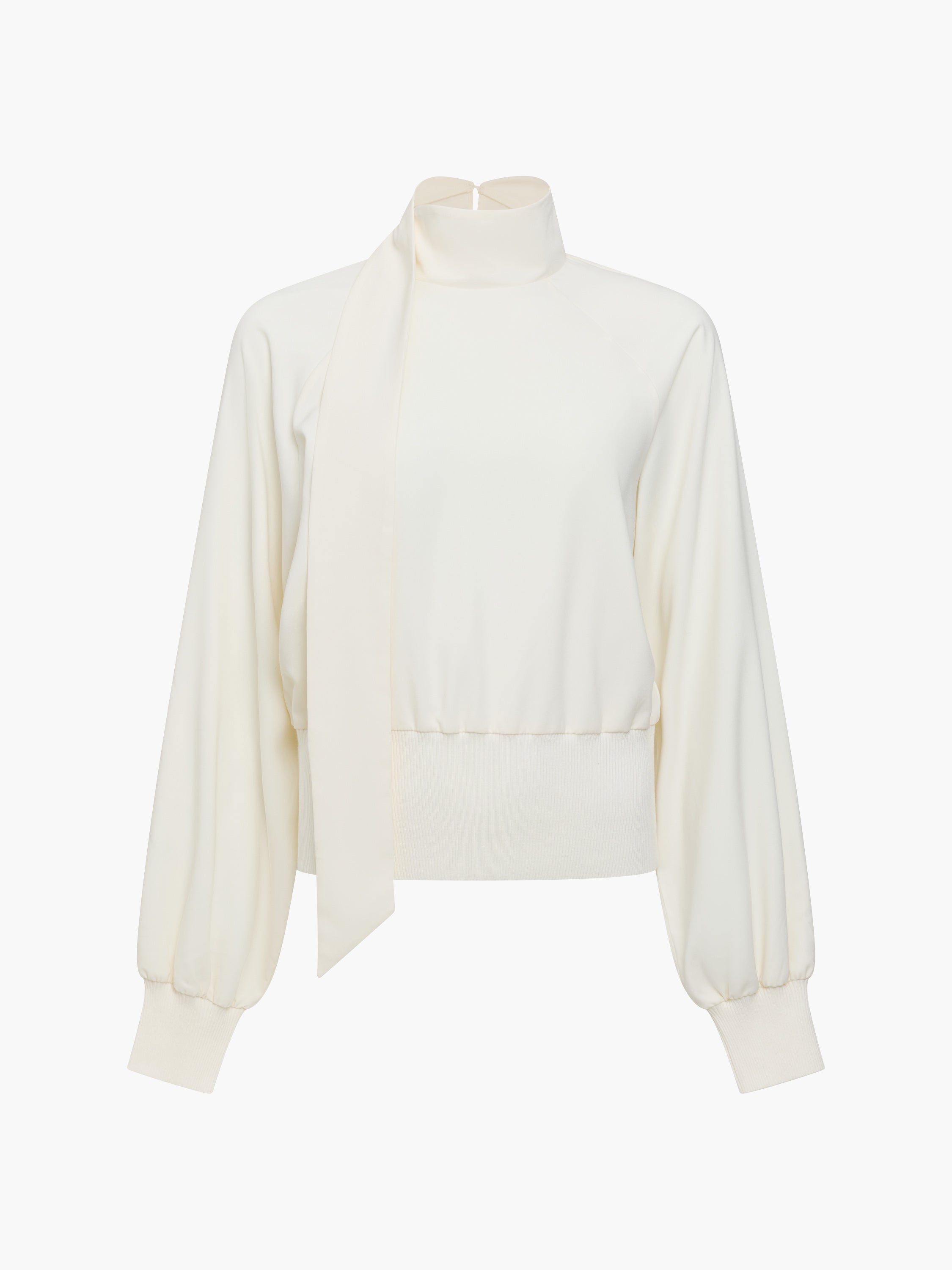 Krista Mix Cream Scarf Neck Fitted Top