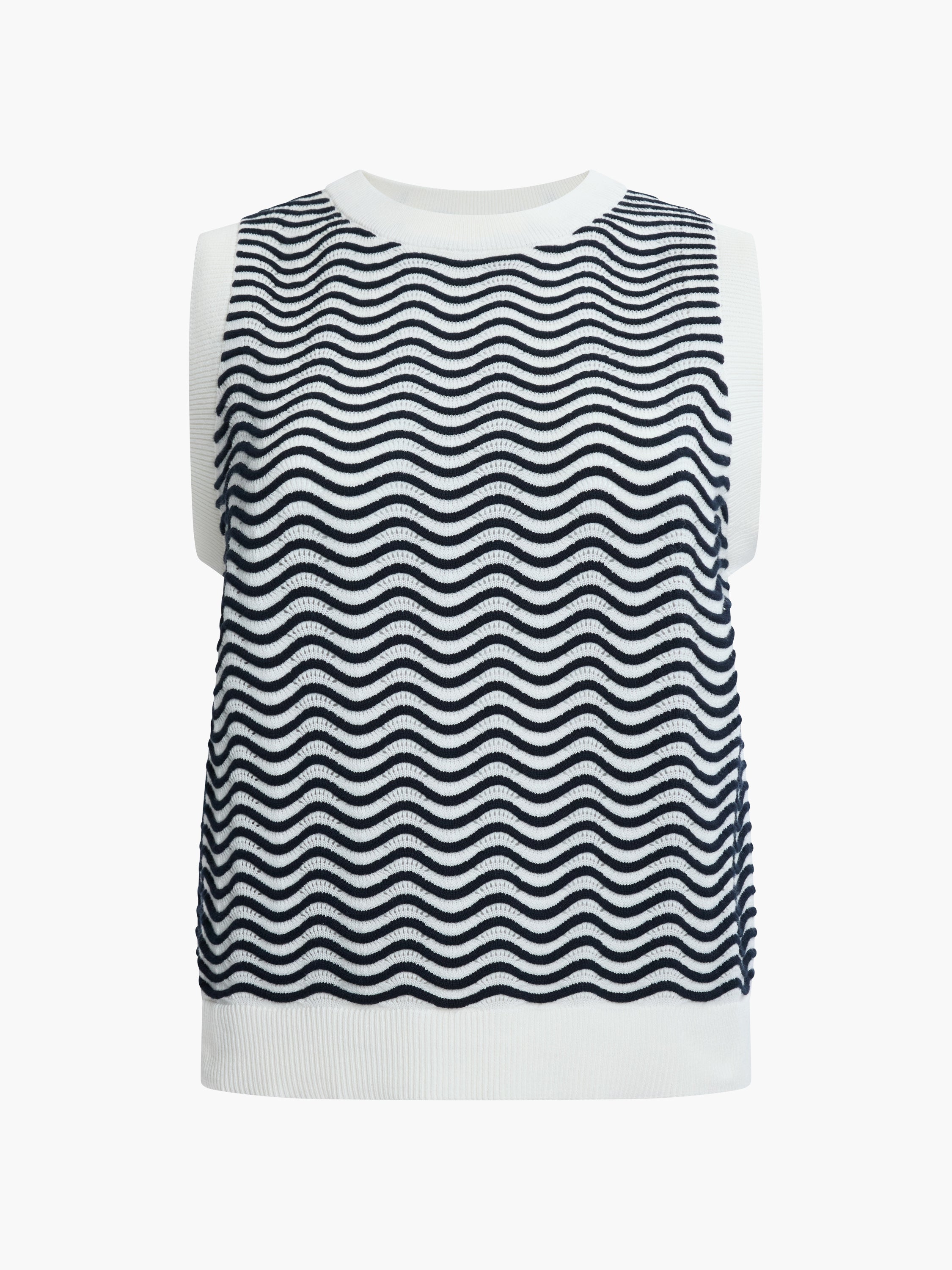 London Sleeveless Wave Knit Jumper