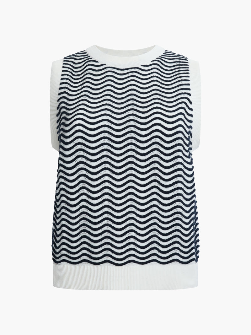London Sleeveless Wave Knit Jumper
