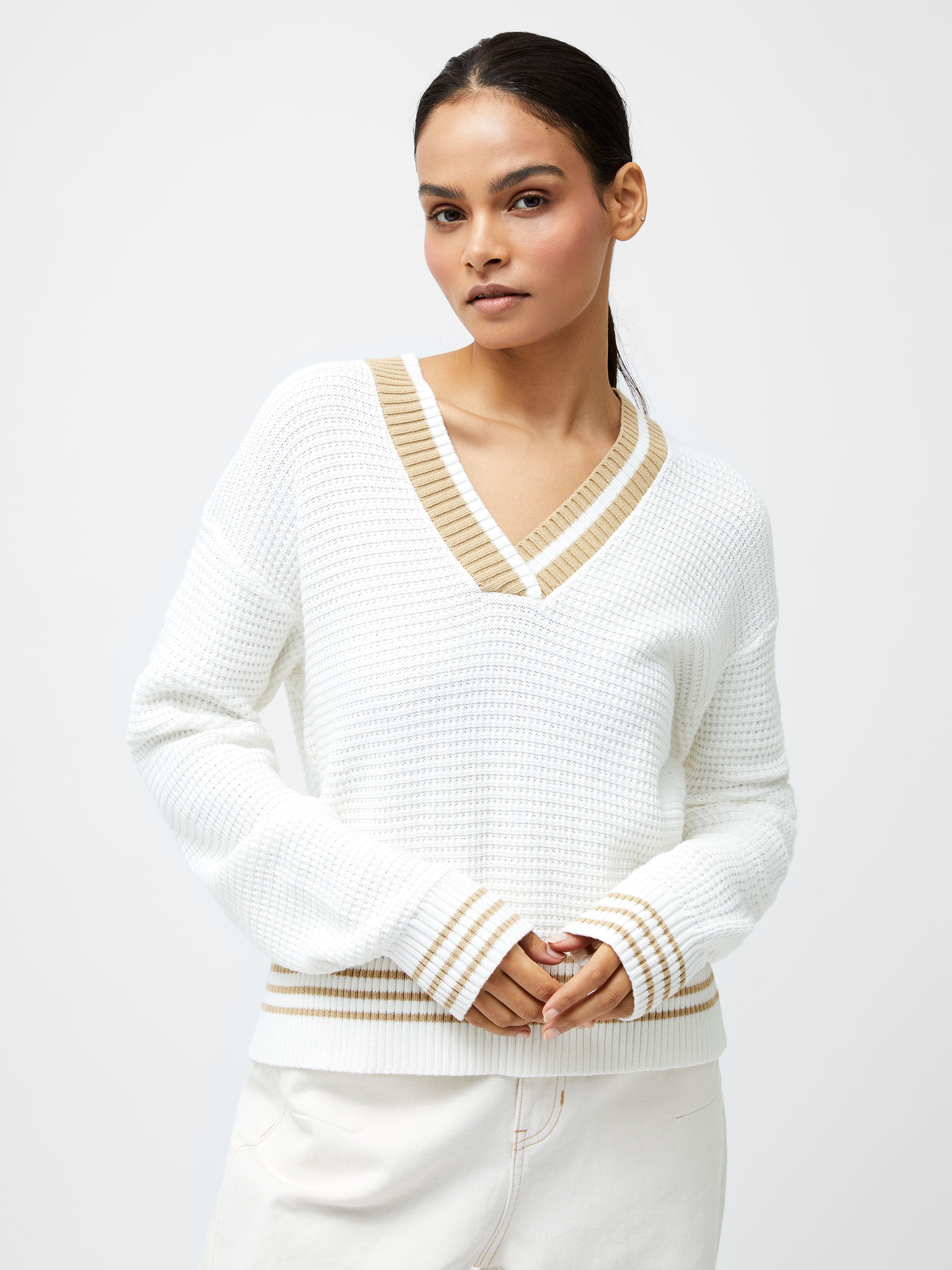 Lily Long Sleeve Varsity V-Neck Jumper