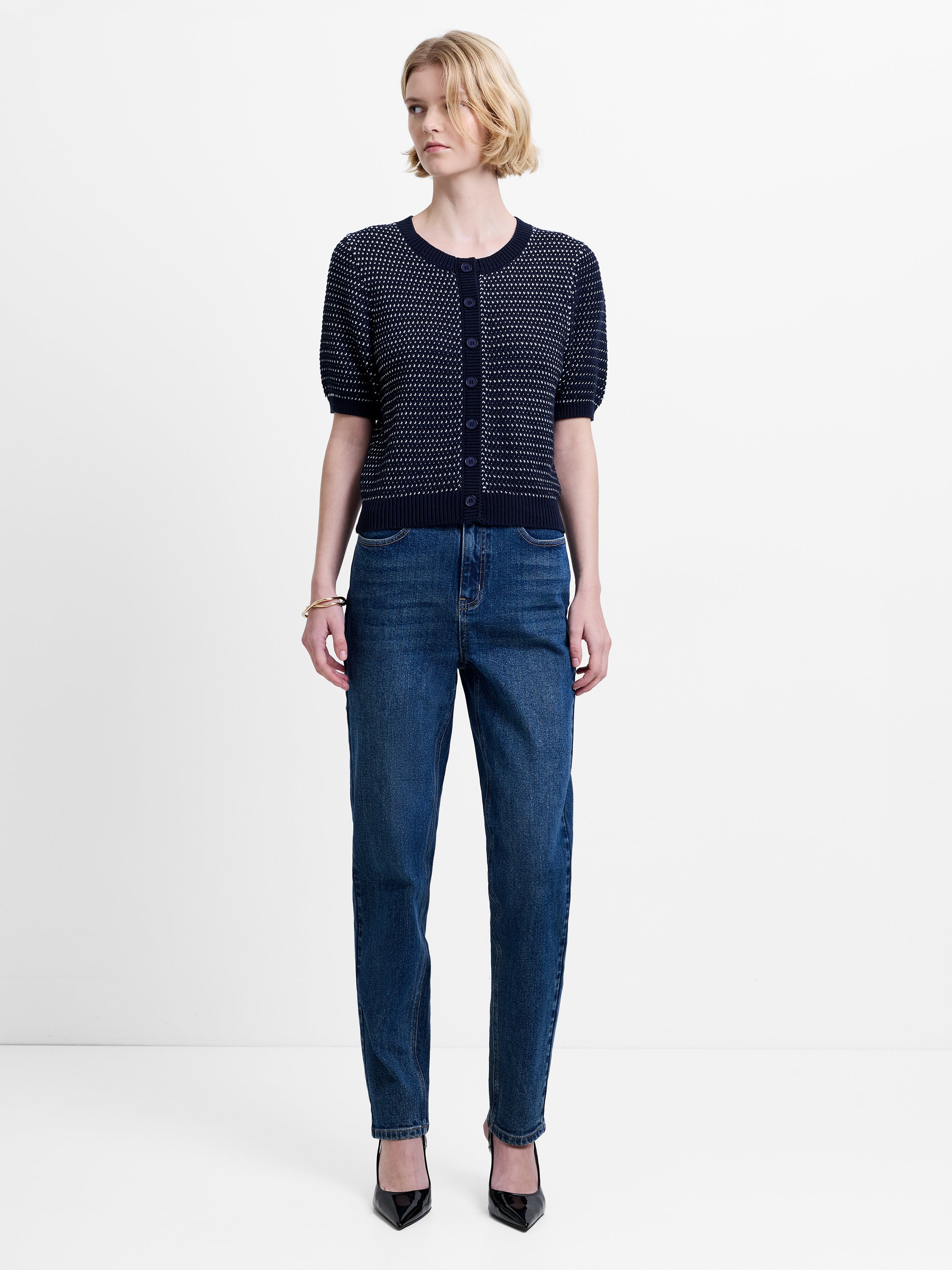 Haddie Mozart Knit Faux Button Top