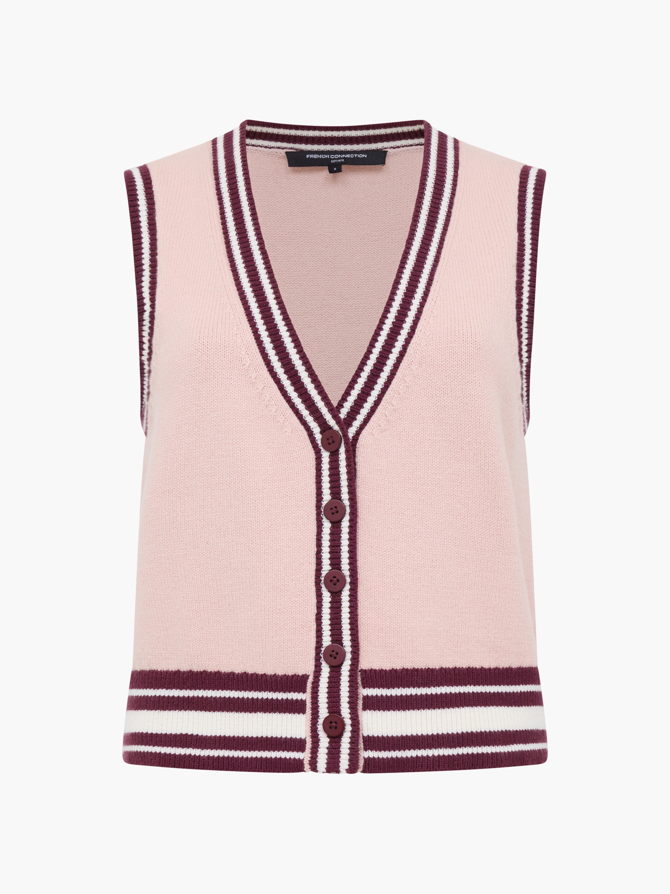 Junie Knit Button Through Striped Vest