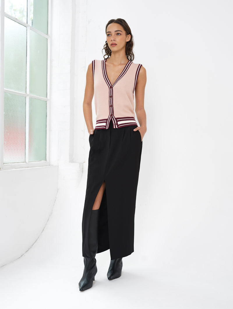 Junie Knit Button Through Striped Vest