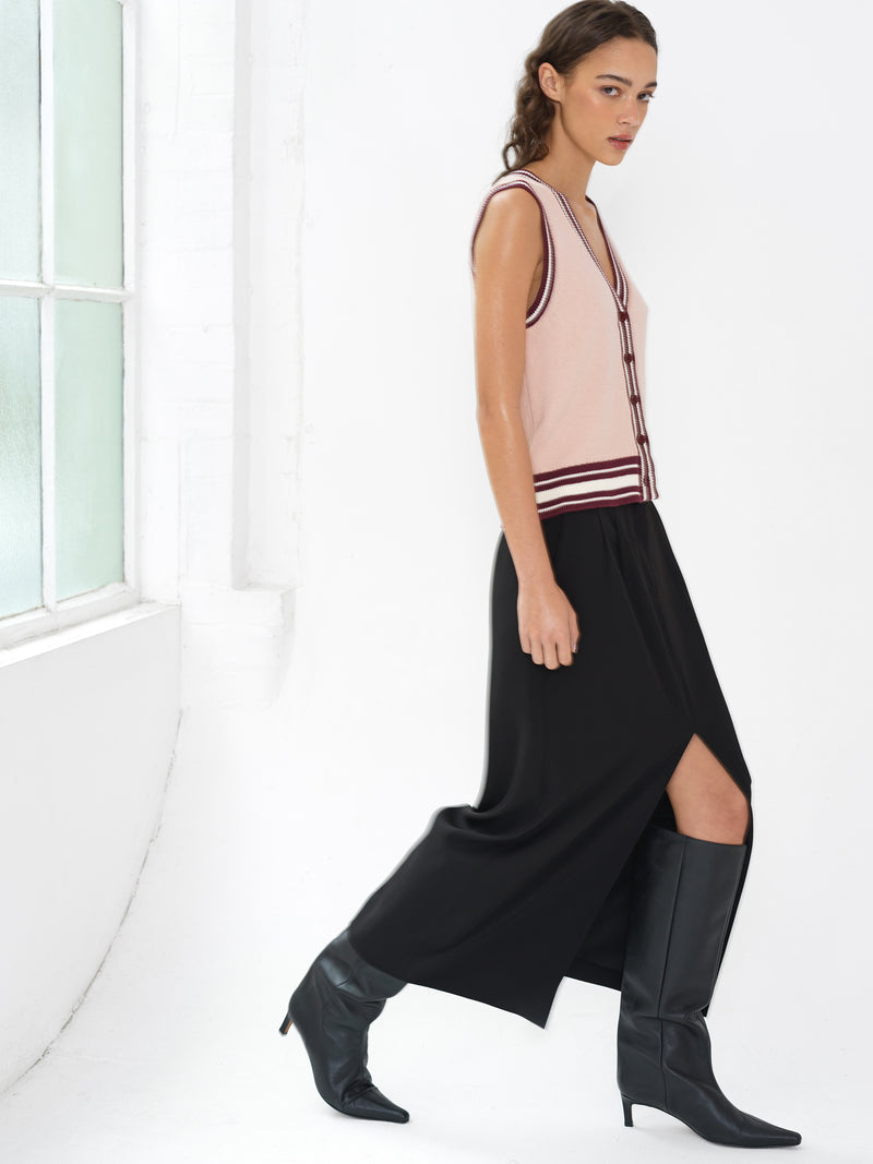 Junie Knit Button Through Striped Vest