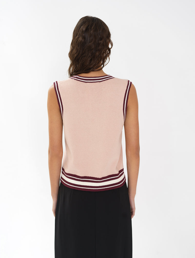 Junie Knit Button Through Striped Vest