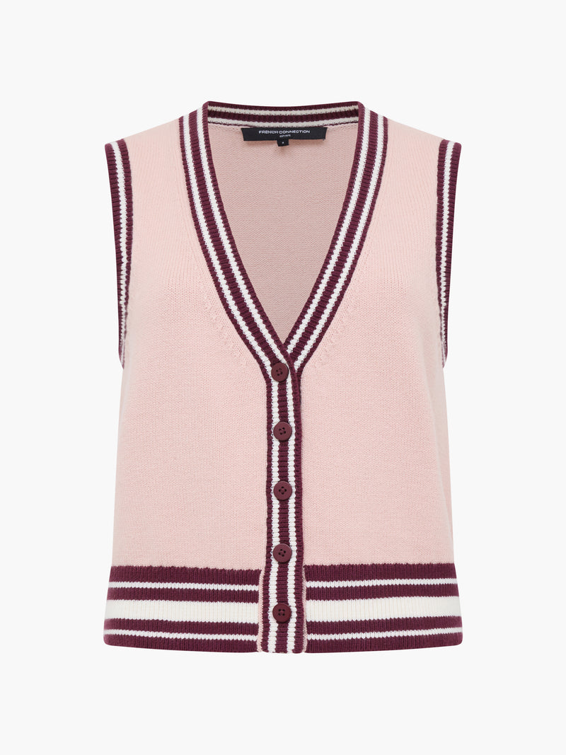 Junie Knit Button Through Striped Vest