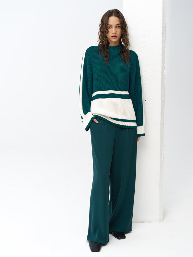Lily Mozart Side Panel Jumper Rainforest Green/Porcelain Cream