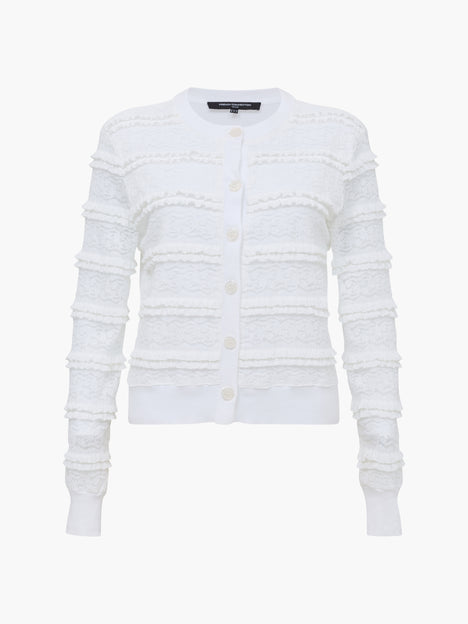 Krista Lace Mix Button-Up White Cardigan