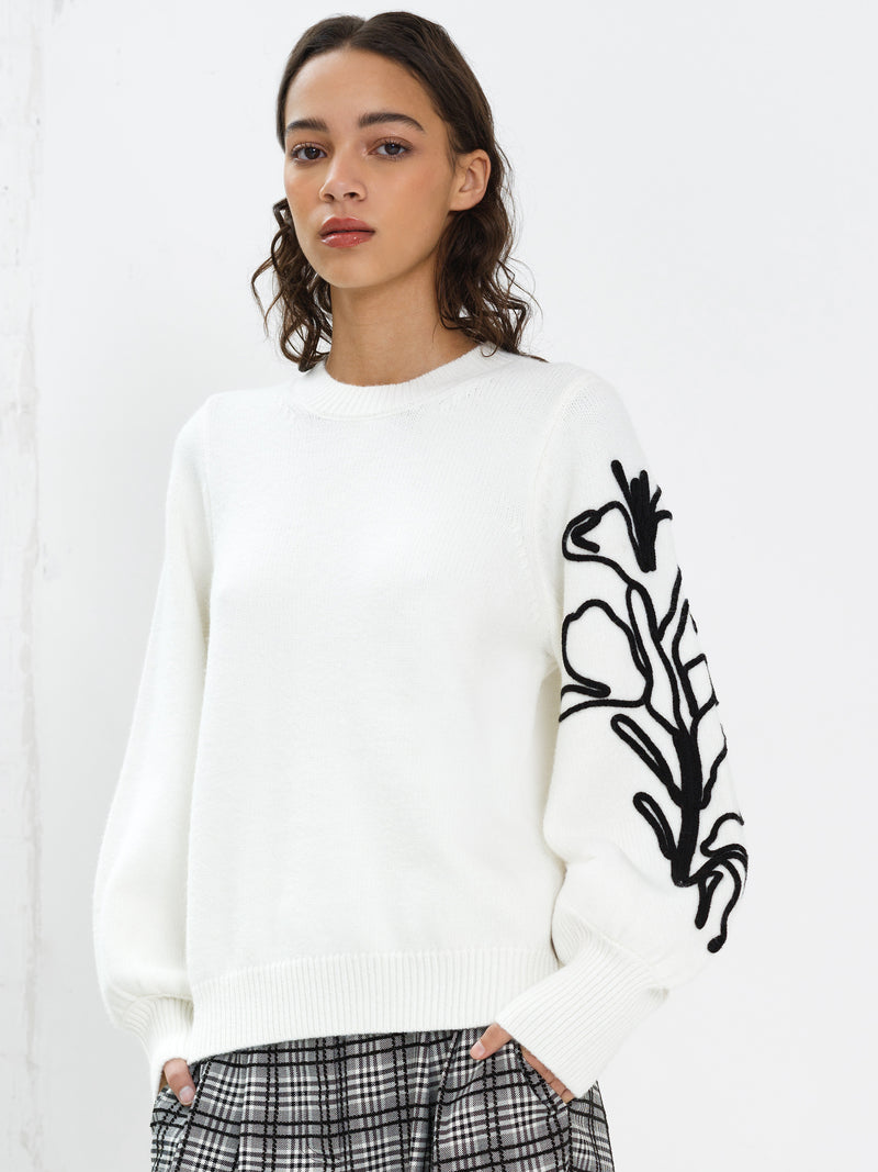 Patrice Floral Embroidered Sleeve Jumper
